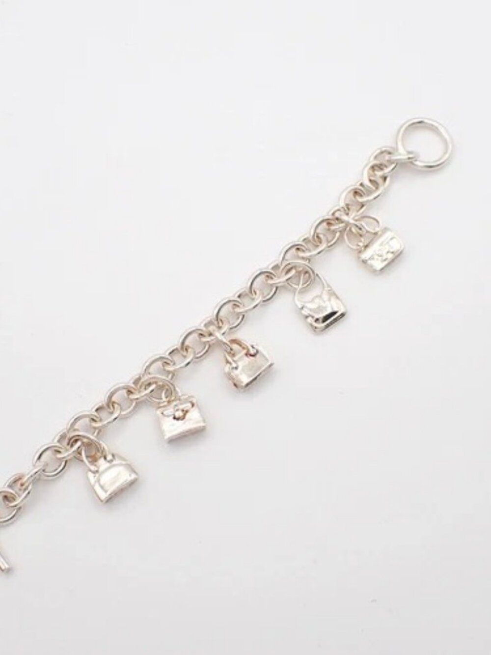 HERMES Logo Amulet 5 Charm Chain Bracelet Bangle Silver 925 France 649LC636 - Picture 4 of 16